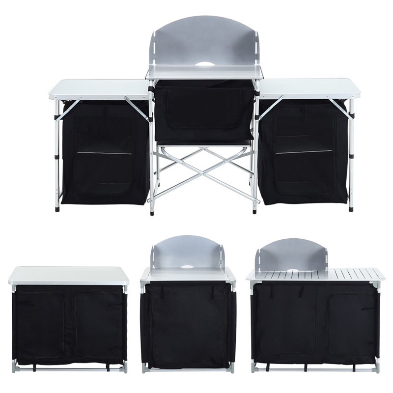 Rectangular Outdoor Camping Table, White/Grey
