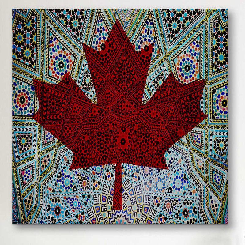 Drapeau, feuille d'érable # 4 - Impression sur toile, H 18 po x l 18 po x P 0,75 po