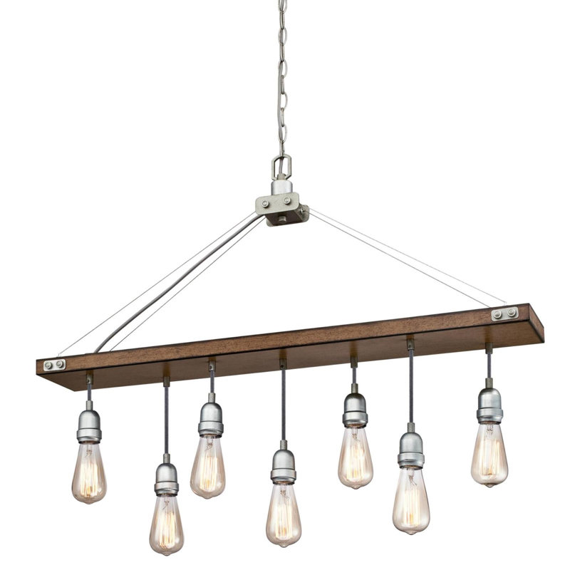 Elway 7 - Light Dimmable Kitchen Island Modern Linear Chandelier, Galvanized Steel