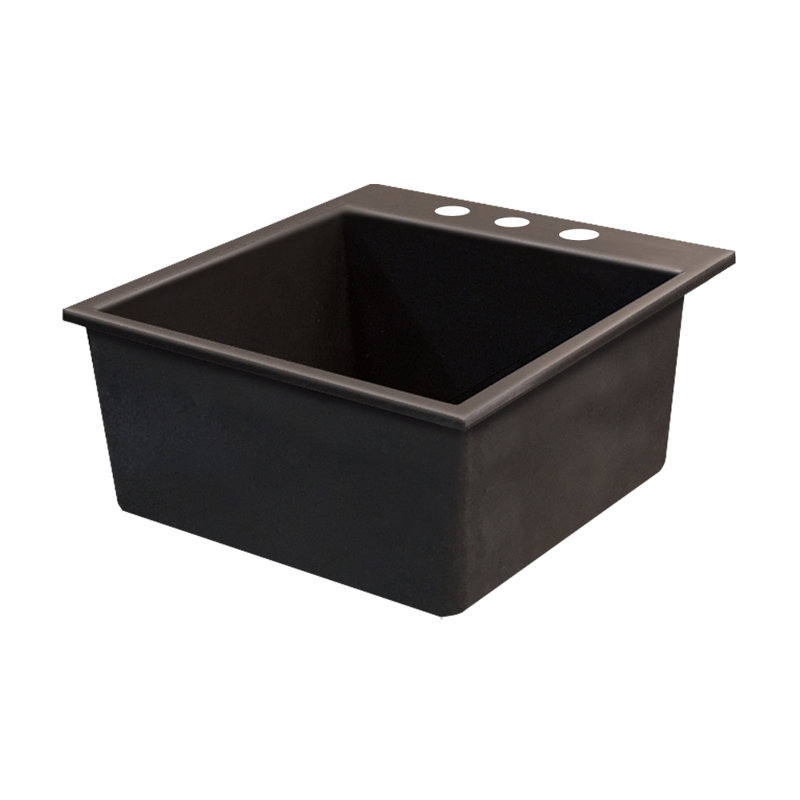 22.44'' L Single Bowl Granite Kitchen Sink, Espresso, 3 Hole