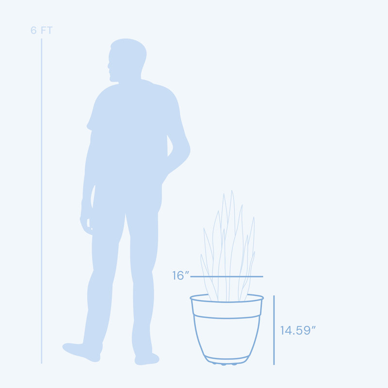 Jardinière intérieure / extérieure en plastique recyclé Dayton avec soucoupe attachée, H 14,59 po x l 16 po x P 16 po