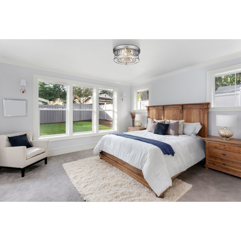 Masuda Glass Flush Mount, Polished Nickel