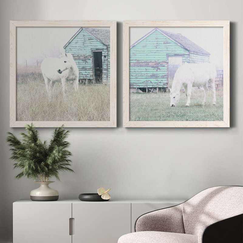High High Horse I - ensemble de 2 photos sur toile tendues, H 27,5 po x l 55 po x P 1,5 po, Cadre blanc