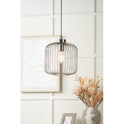 Dania 1 - Light Brushed Silver Caged Pendant