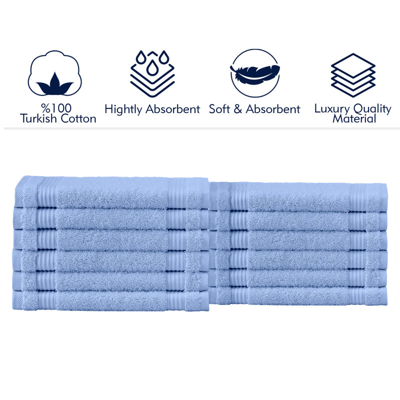 Shannan 12" W Terrycloth Washcloth Set , Blue