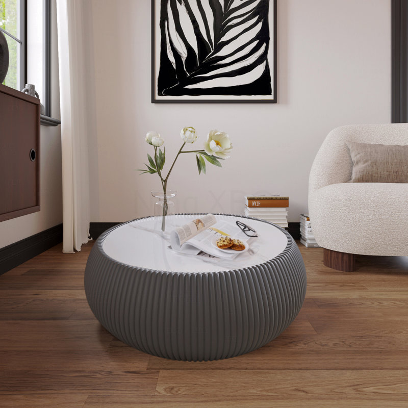 Table basse en bois fritté avec plateau en pierre et table basse en cuir pour salon