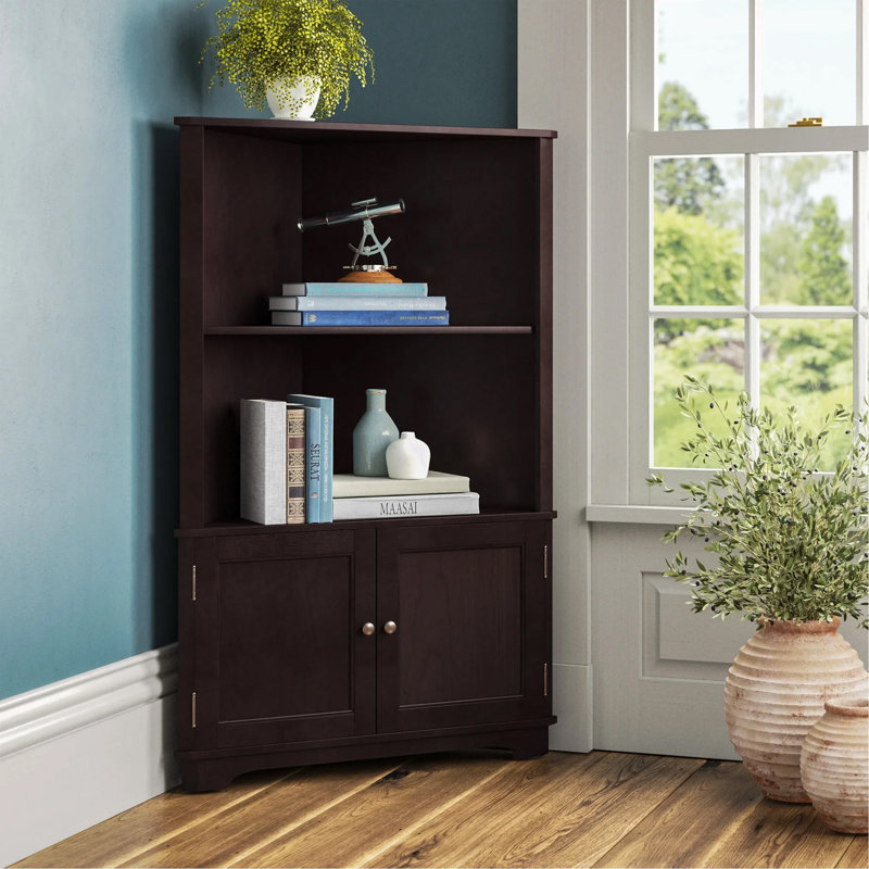 Aryana 127cm H x 81cm W Corner Bookcase, Espresso