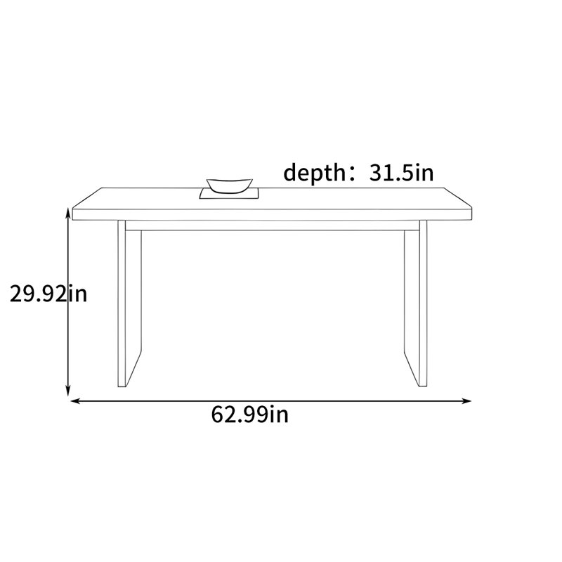 Modern rectangular dining table, 29.92" H x 62.99" W x 31.5" D
