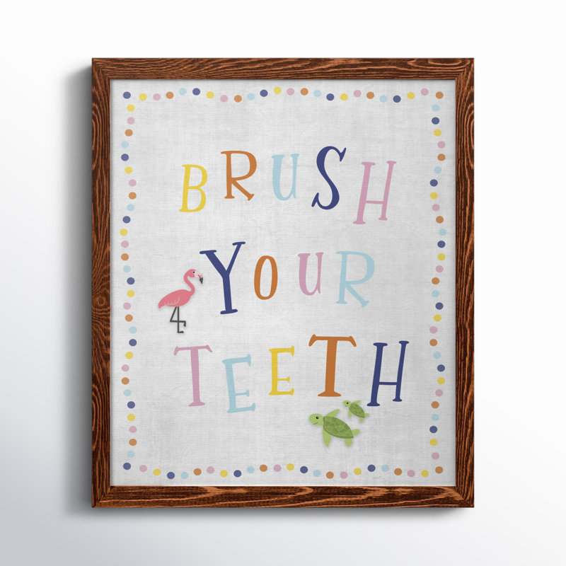 " Brush Your Teeth ", Maple Framed, 20" H x 17" W x 1" D