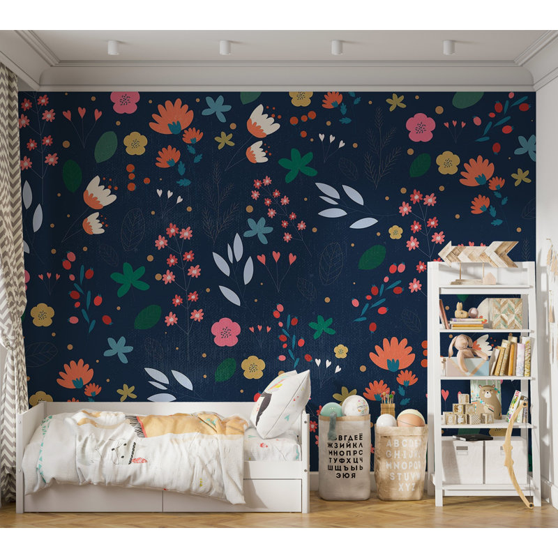Premium Wallpaper Wall Mural - Floral Pattern Dark, 120" L x 180" W