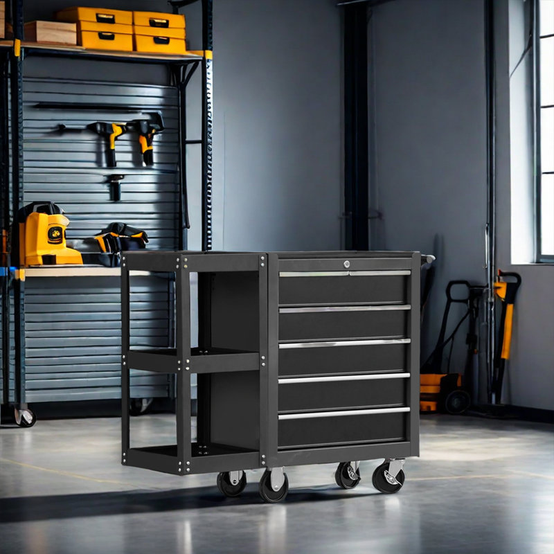 Chariot multi-outils noir avec roues