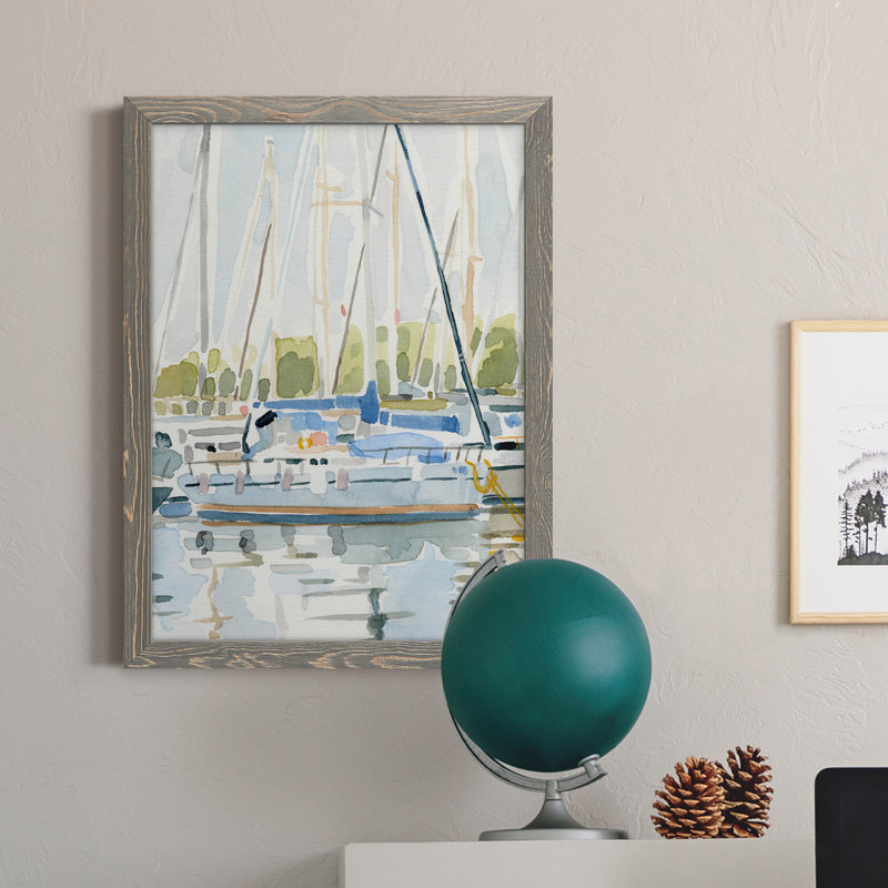By The Bay II, toile encadrée de qualité supérieure - prête à être accrochée, Gris, H 24 po x l 20 po x P 1 po