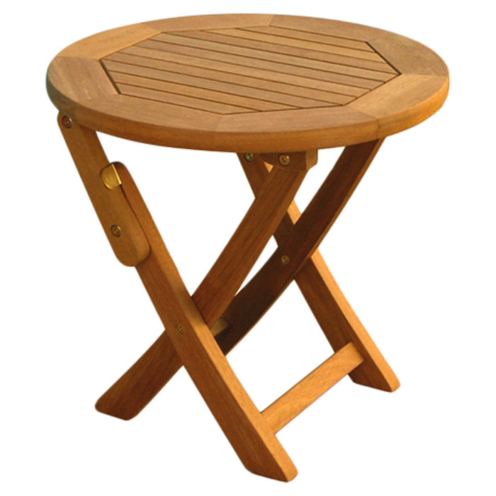 Blaser Round Yellow Balau Folding Outdoor Side Table , in. W 19'' in. D, 19" L x 19" W