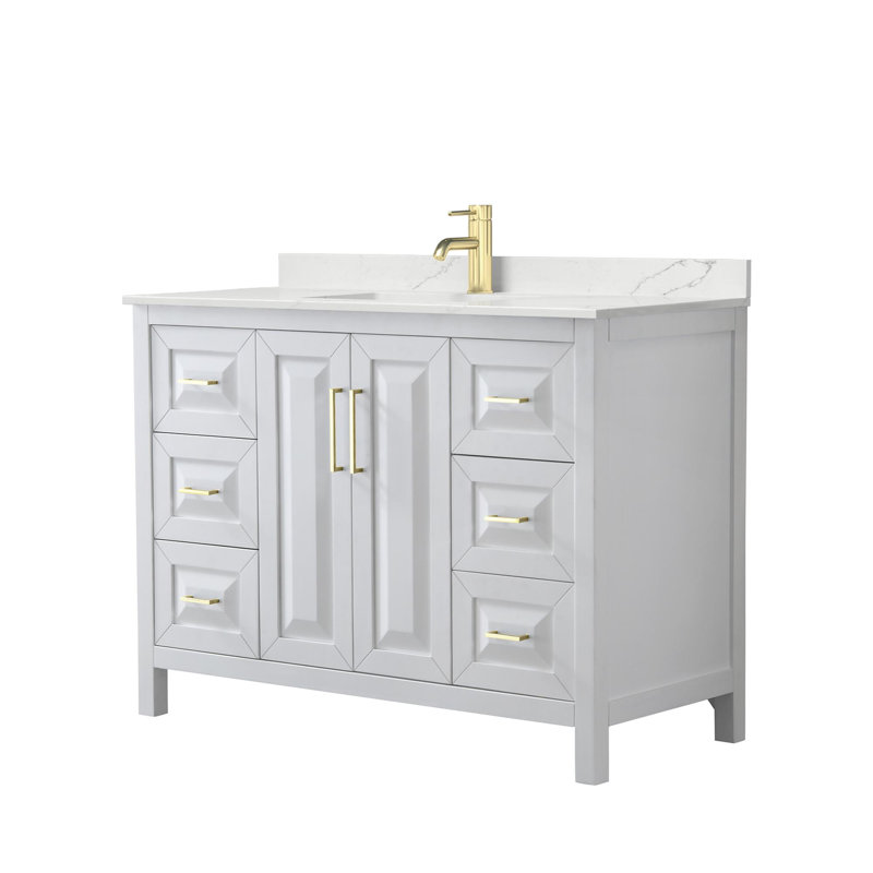 Daria 48'' W Vanity, Giotto Quartz, White, Brushed Gold