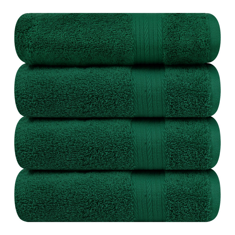 Como Bath Towel Set 100% Cotton Super Soft and Absorbent, Green, Bath Towels - 4 Pack