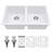 White Quartz 33X19" Double Bowl  50/50  Undermount Kitchen Sink, High - End, And Smooth, Package With Bottom Grid Installation Clips Granite Composite Sink In White, Quiet, Non Scratch, Easy To Wipe,