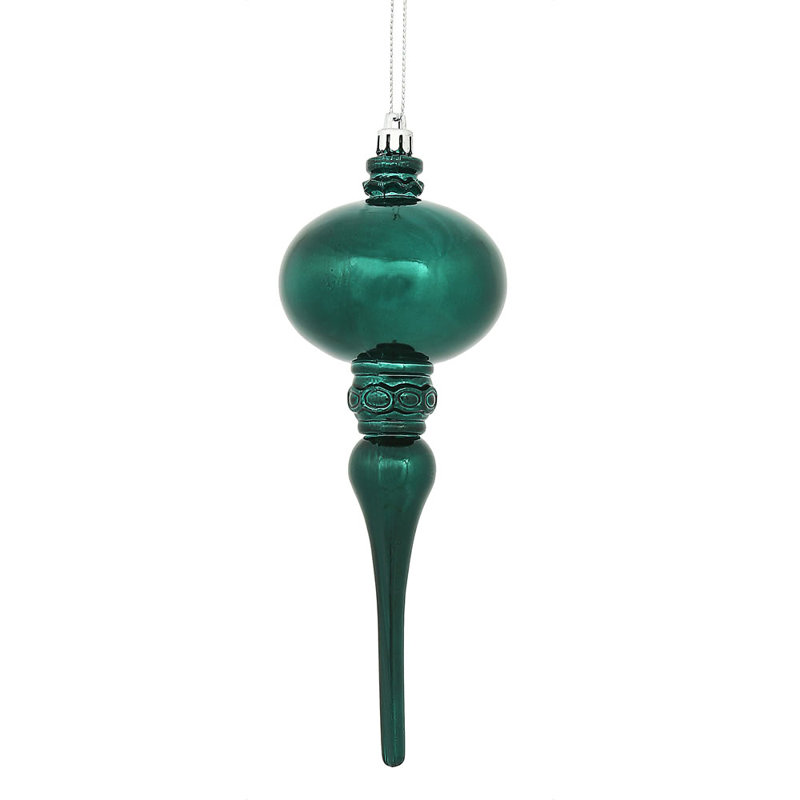Ornement en forme de fleuron 8 "x 2,75" brillant, Bleu mer