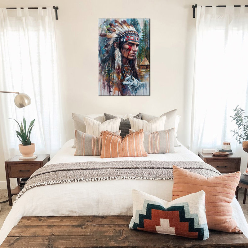 Art mural indien - décoration murale Native American, H 18 po x l 24 po