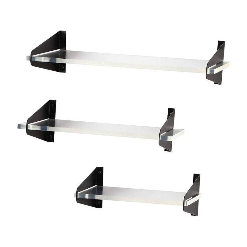 Ensemble de 3 tablettes flottantes avec étagère de rangement en fer noir et planche PS