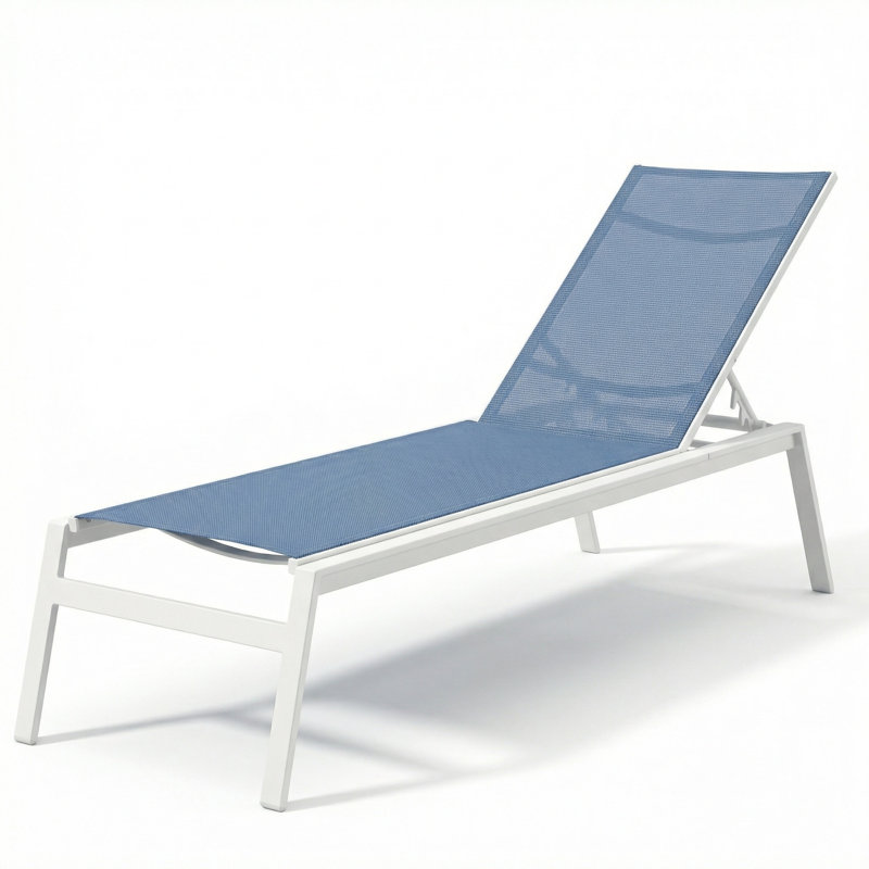 Chaise, Dupioni Poolside Sling/River White