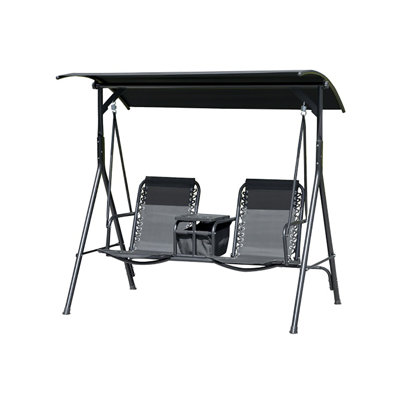 Balancelle d'extérieur à baldaquin 2 places avec fauteuil d'extérieur Outsunny