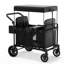 Wagon pliant avec auvent pour enfants et cargaison, chariot d'extérieur pliable robuste avec freins et roues tout-terrain de 156 lb, 4 sièges