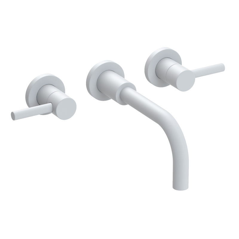 East Linear Wall Mount Bathroom Faucet, Matte White