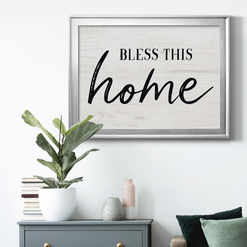 «Bless This Home», toile encadrée de qualité supérieure - prête à être accrochée, H 22,5 po x l 30,5 po x P 1 po, Argent