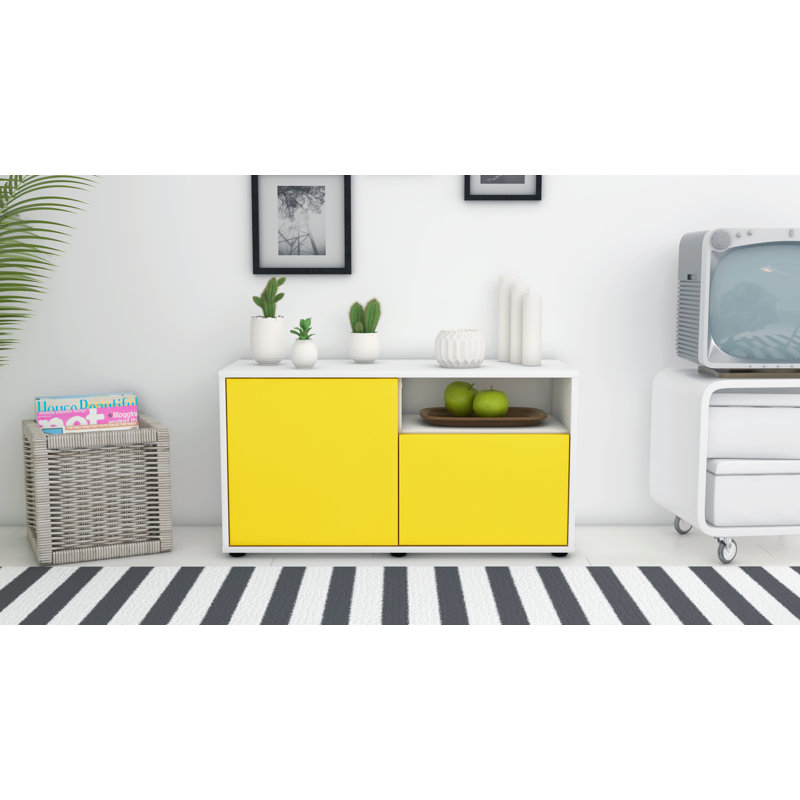 Xzavier 92cm W Chest of Drawers, Yellow / Matte White