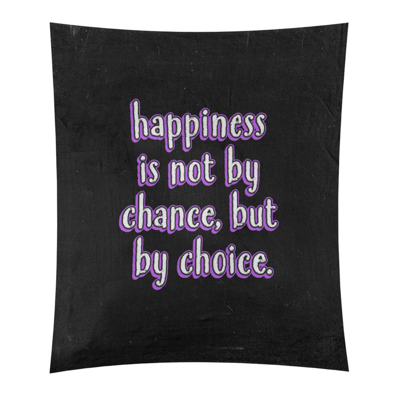 Tapisserie tableau noir en polyester citation de bonheur, H 27,5 po x l 37,5 po, Mauve
