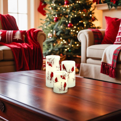 Battery-operated Wax Candles With Cardinal Design (3ct)