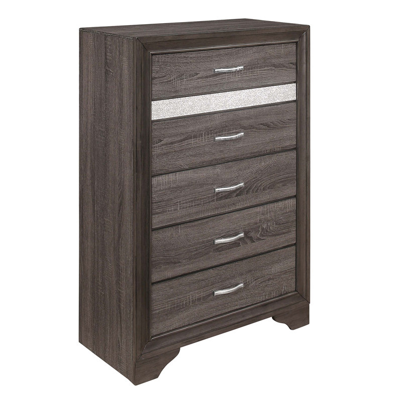 Michaela 34.5'' W 5 - Drawer Dresser, Gray