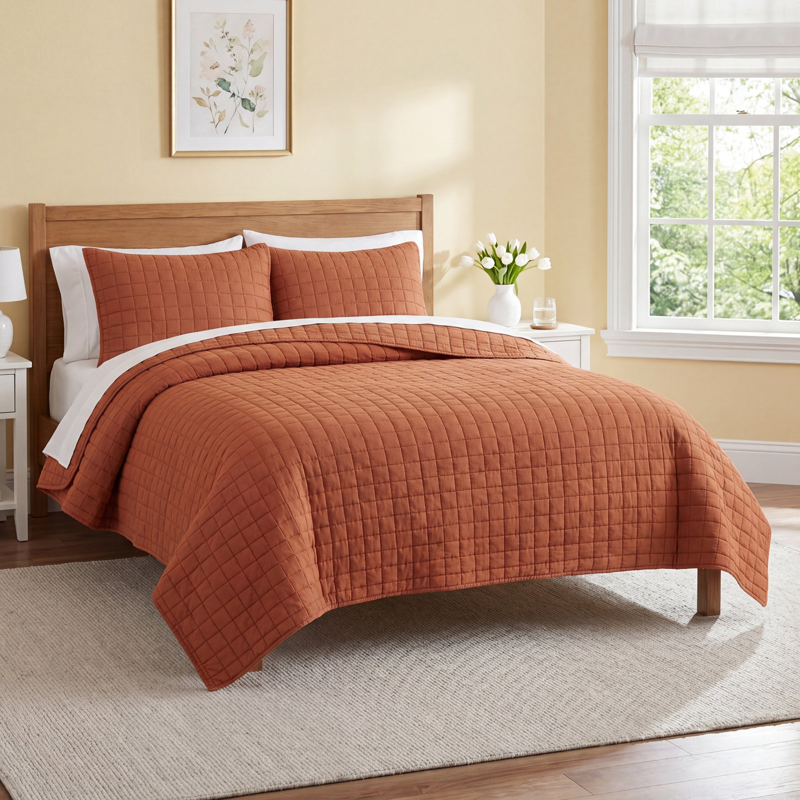 Nena Bedding, Queen + 2 Standard Shams, Rust