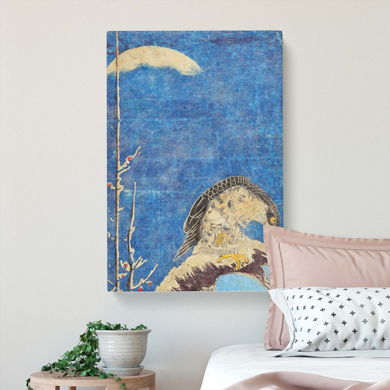 Hawk Perched on a Branch by Isoda Koryusai - Wrapped Canvas, 76cm H x 50cm W x 3cm D
