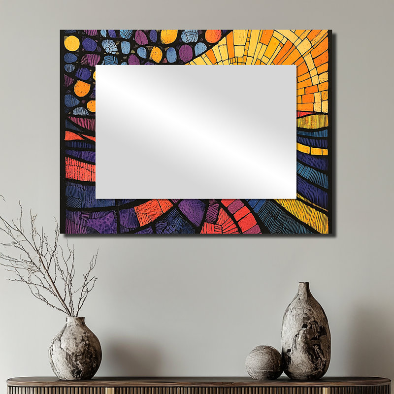 Mosaïque de prairie optique Horizon I - décor mural miroir de paysages - imprimé sur métal, 24 po x 32 po