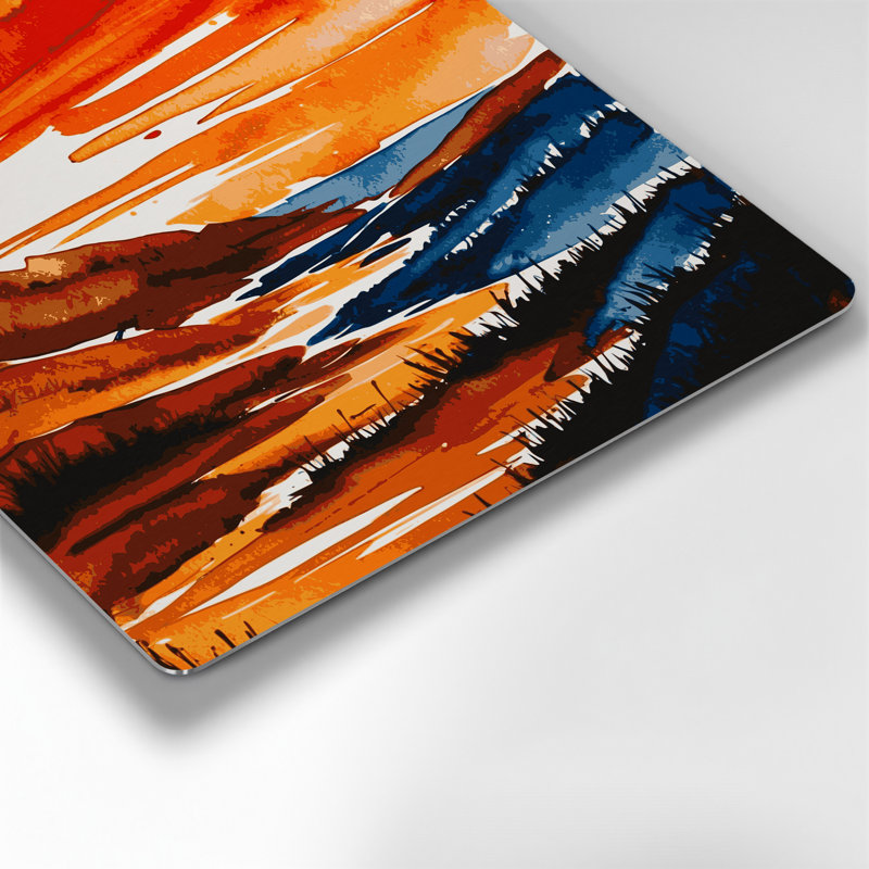 Aquarelle, paysage 44, art mural en métal noir, H 16 po x l 16 po