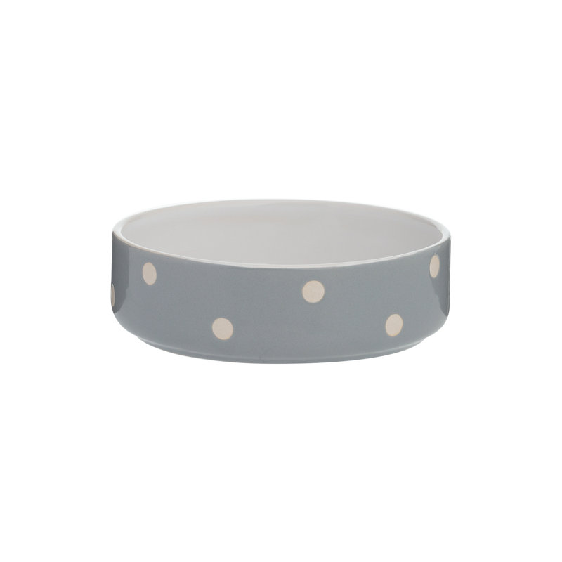 Polka Dot Dog Bowls, Grey, 4cm H x 13cm W x 13cm D