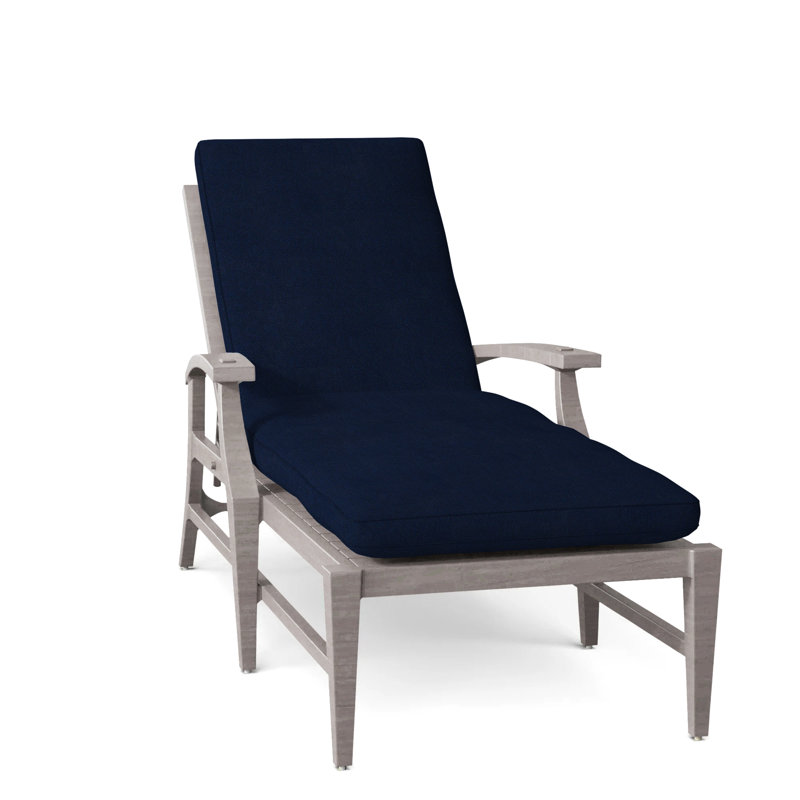 Croquet Aluminum Outdoor Chaise Lounge, Welt, Oyster, Indigo Velvet