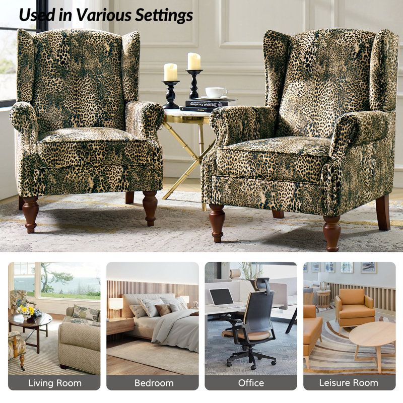Antonae Animal Print Armchair with Nailhead Trim, Leopard Polyester