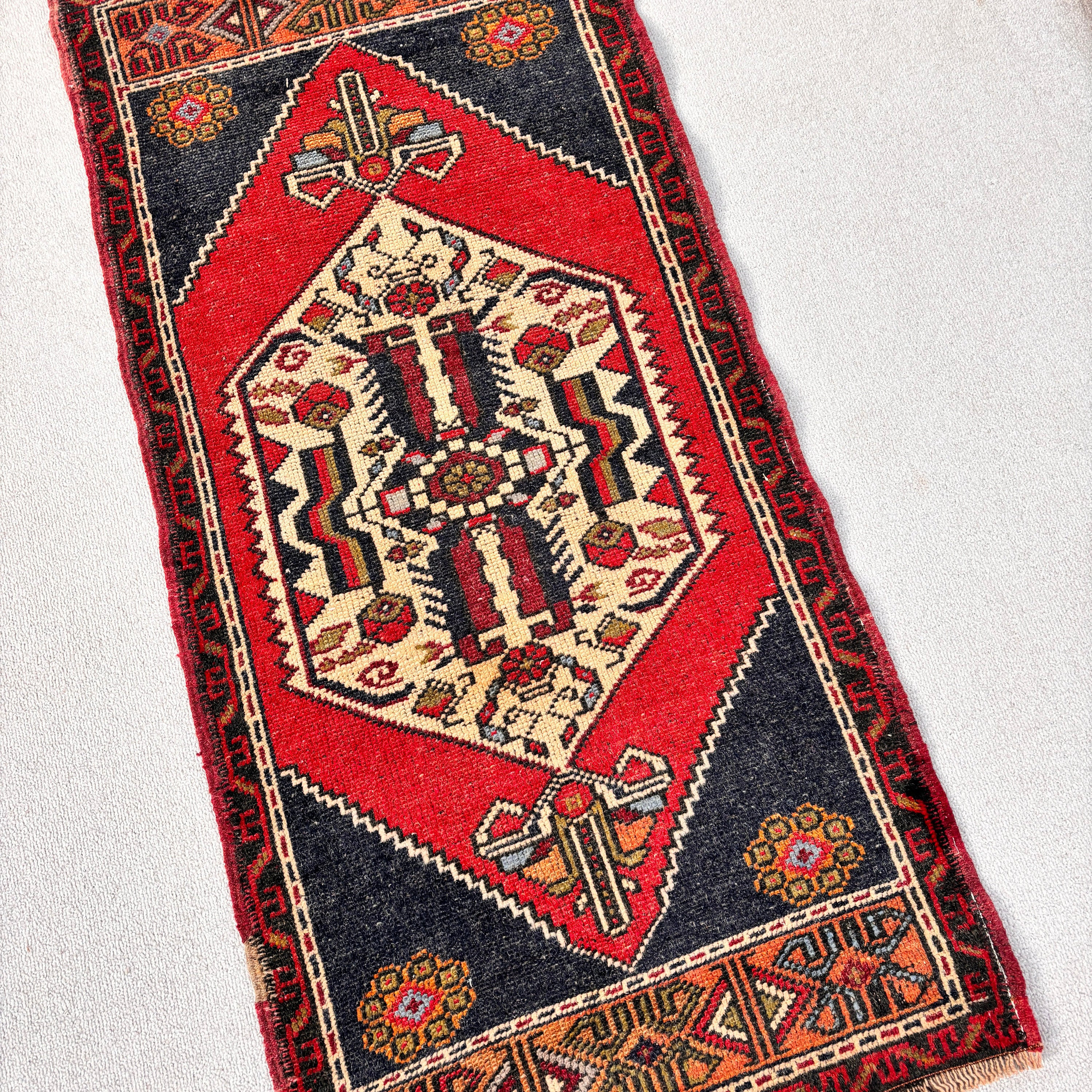 Bungalow Rose 23.6x50 Inch Red Rug, Classic Geometric Pattern Rug | Wayfair