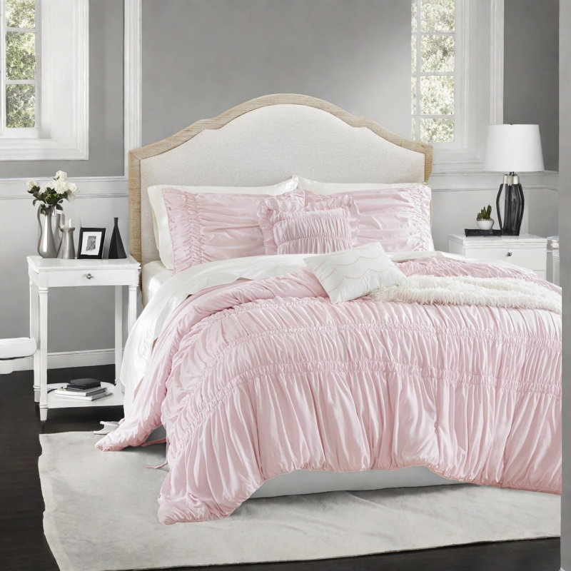 Ensemble de literie rose de qualité supérieure, 5 pièces en microfibre French Country Home Comfort