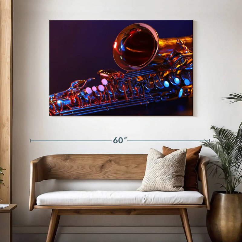 Abarca Purplish Golden Saxophone, 32" H x 48" W