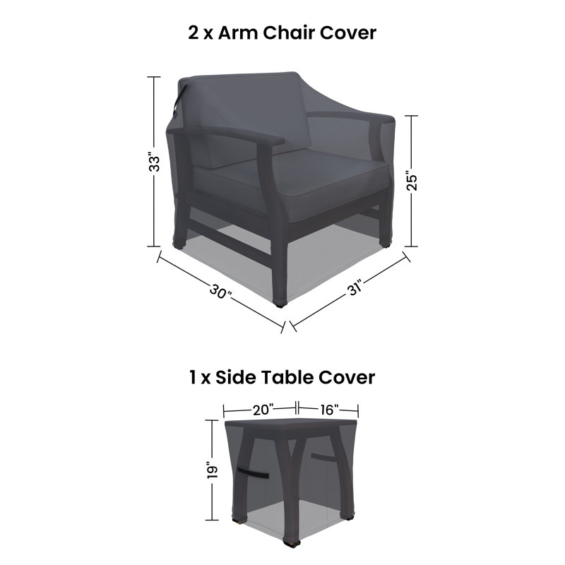 Bevelyn Acacia 3-Piece Patio Conversation Sets Outdoor Patio Covers