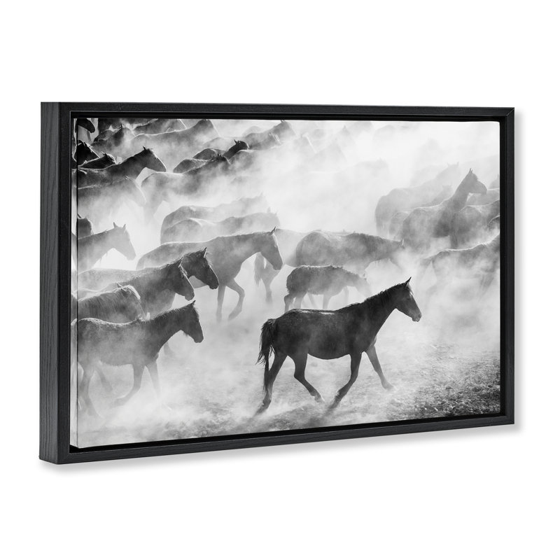 Cadre photo flottant Dusty Road Horse, conception de Sissi et Seb, H 17 po x l 25 po, Cadre flottant noir de jais