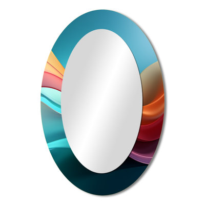 Rainbow Colors Symphony III - Abstract Oval Decorative Mirror On Metal