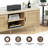 Wood Rattan TV Stand for TVs Up to 65 Inch Media Console with Natural Rattan Doors Herringbone Top Open Shelving and Cable Management for Living Room-91459500