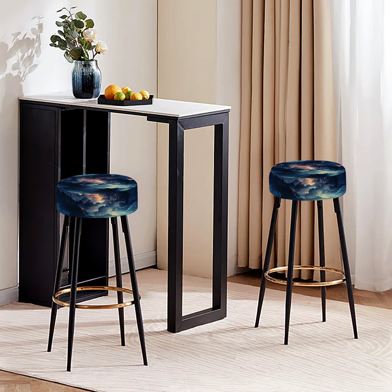 Noir Skies Moody Patterns - Abstract Bar Stools Set Of 2