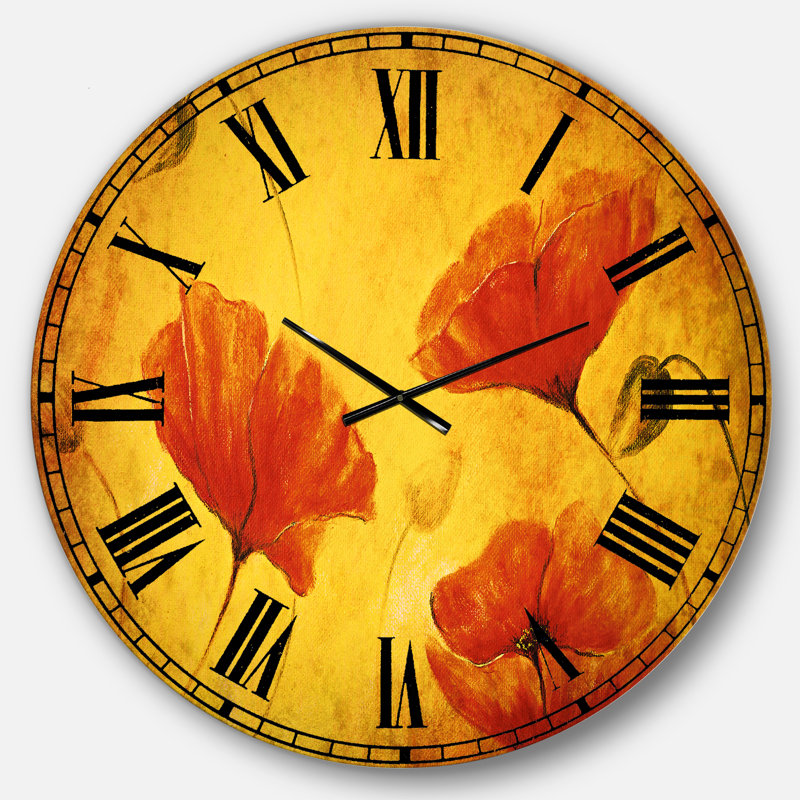 Red Poppy Flower - Horloge murale traditionnelle, Surdimensionné