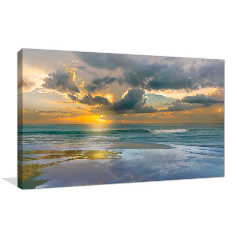 Marées et couchers de soleil par - photographie, H 24 po x l 40 po x P 1,5 po, Toile tendue
