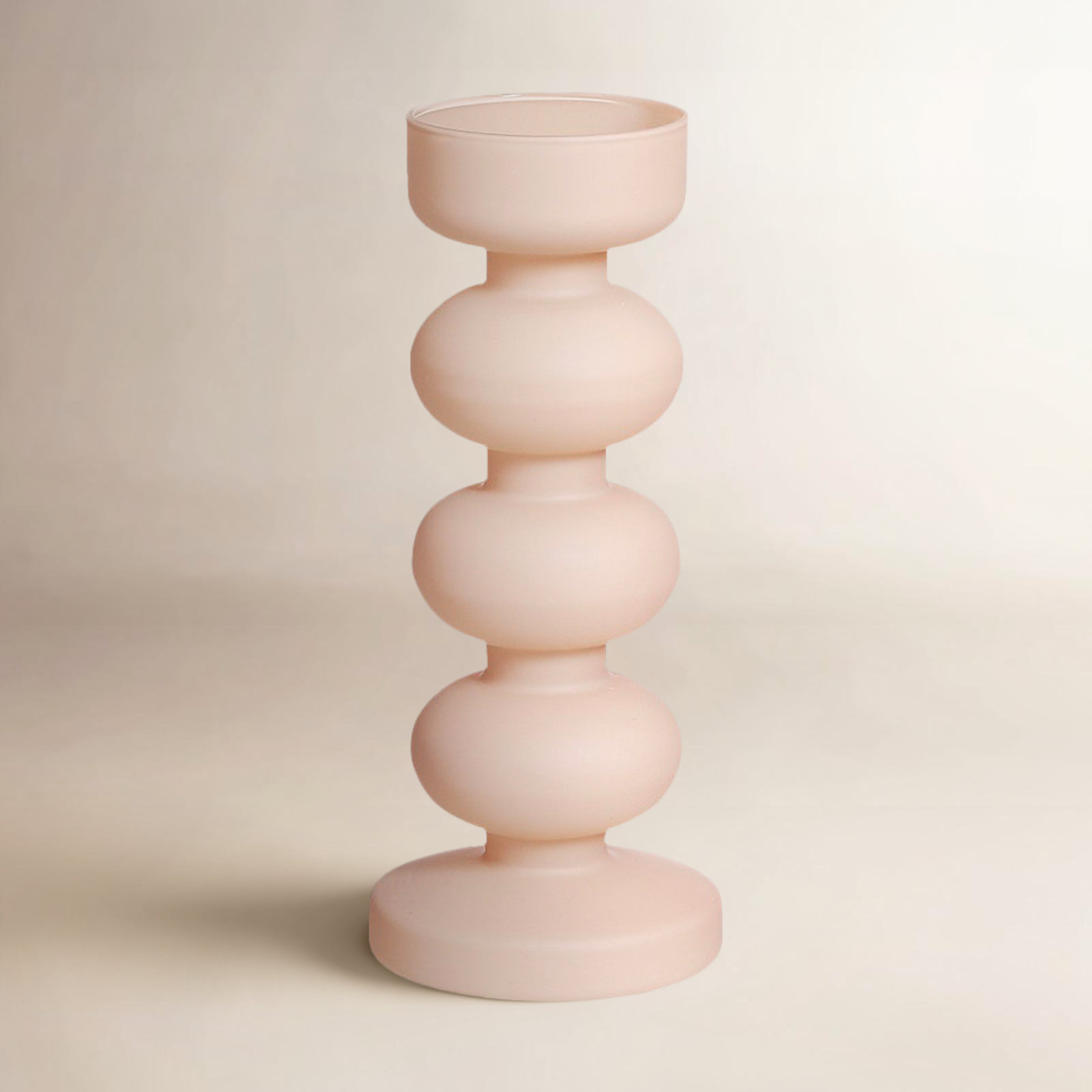 Glass Tabletop Candlestick, Pink